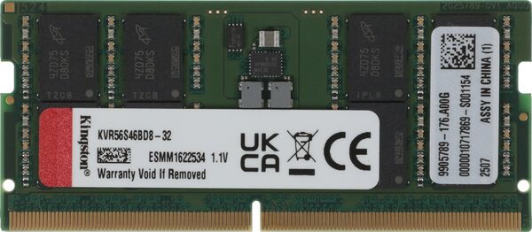 Память DDR5 32GB 5600MHz Kingston KVR56S46BD8-32 VALUERAM RTL PC5-44800 CL46 SO-DIMM 262-pin 1.1В single rank Ret